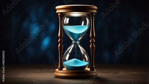 Hourglass as time passing concept for business, hourglass with shining light on dark background. countdown, deadline, hourglass, time, clock, sand, business, concept, sandglass, efficiency, hours.