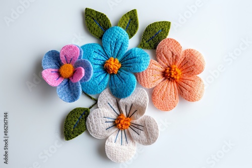 embroidered of cute  flowers handmade colors cute, art, design, cute, embroidery, handmade, illustration, decoration, vector, , pattern, fashion, white background