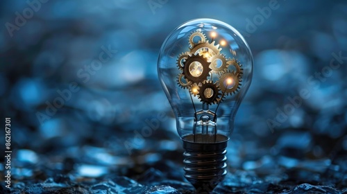 A light bulb with gears inside, representing creativity and innovation