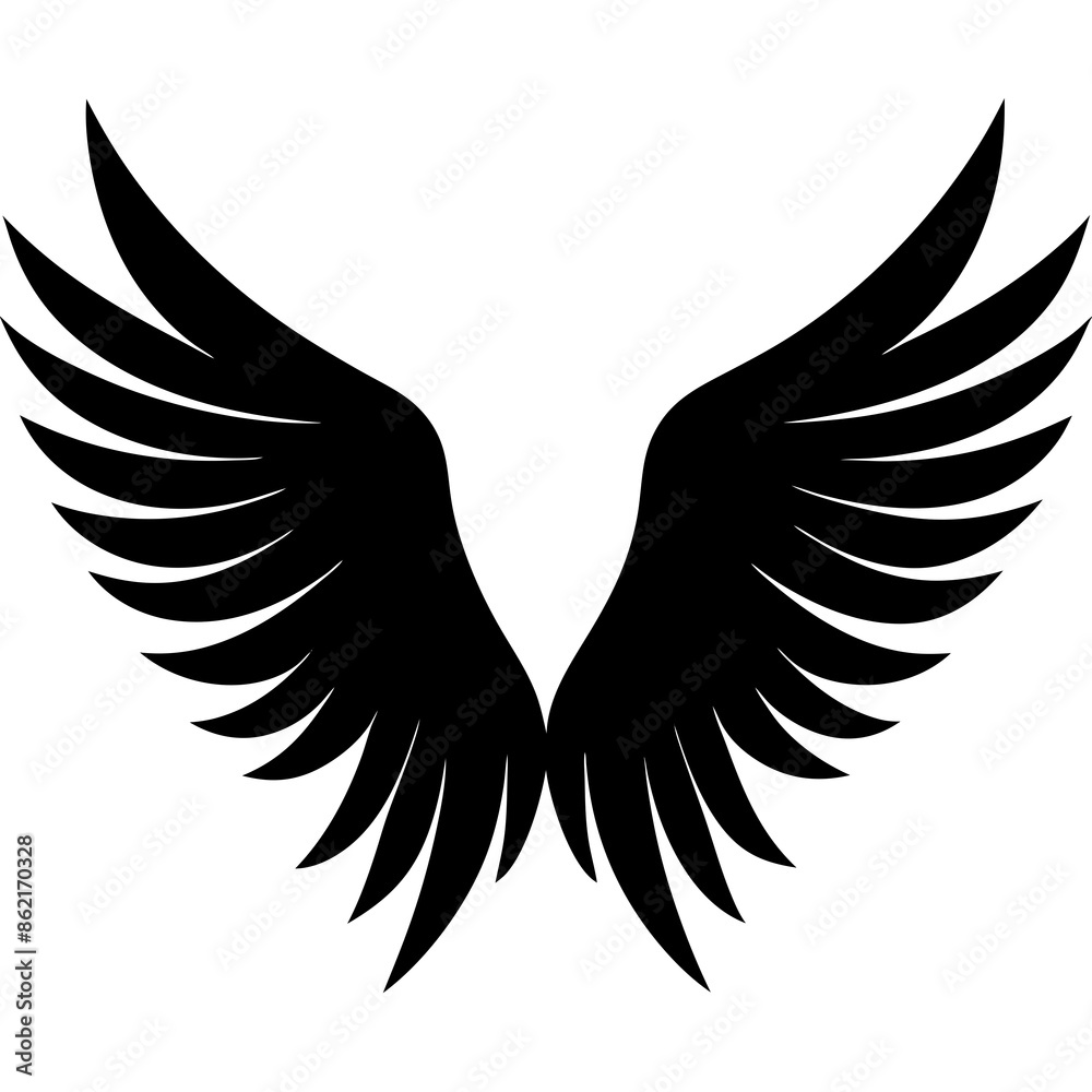 Fototapeta premium Angel Wings black silhouette