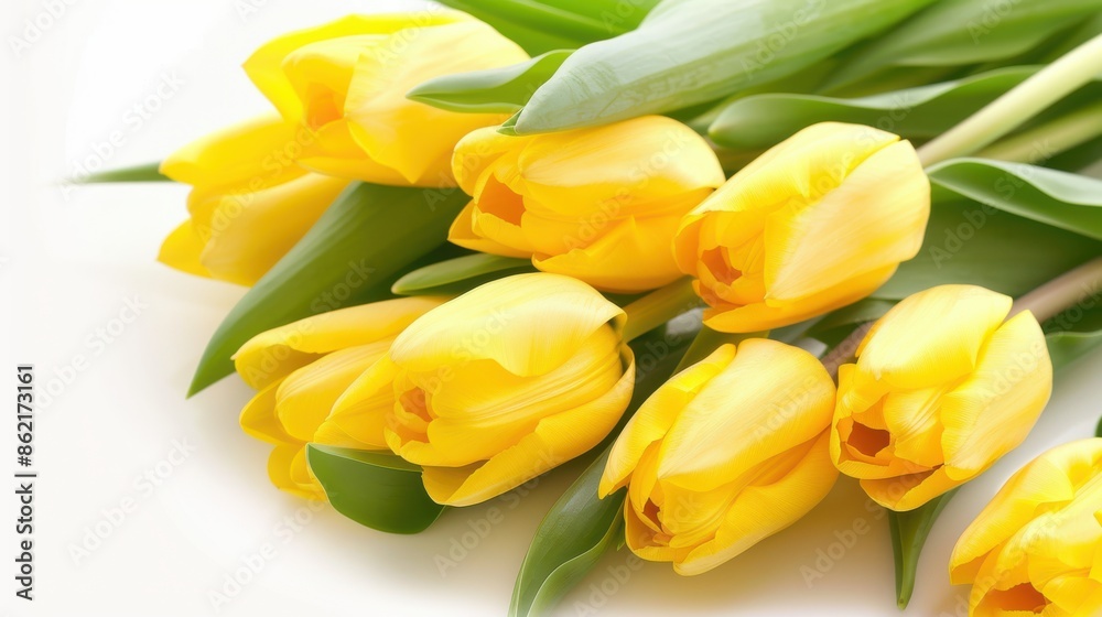 bouquet of yellow tulips on white bouquet of yellow tulips on white