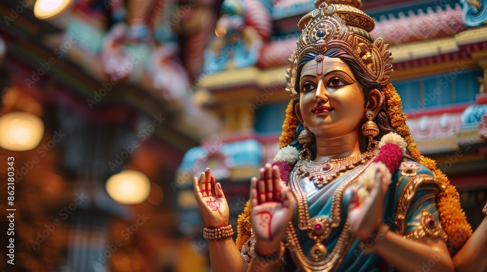 Goddess Lakshmi Statue in Hindu Temple Goddess Lakshmi Statue in Hindu Temple