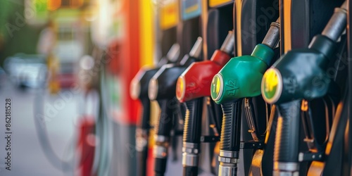 Close-up photo of fuel gasoline dispenser Fuel pump background