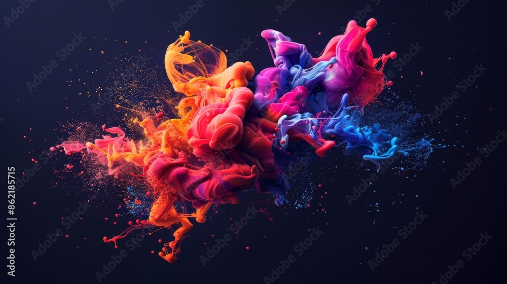 Obraz premium 3d Abstract red blue liquid background
