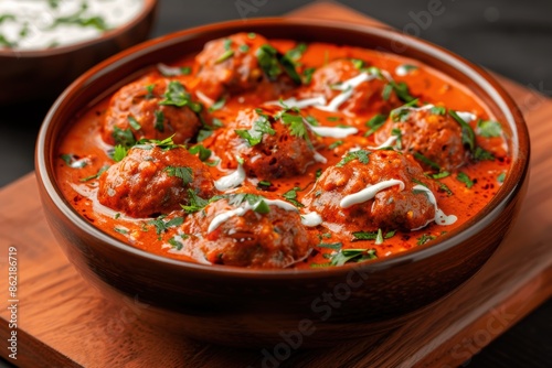 Spicy Indian curry meatballs in tomato sauce