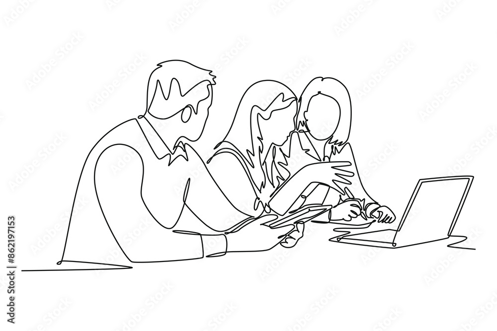 Skill and Training concept. Single line draw design vector graphic illustration.