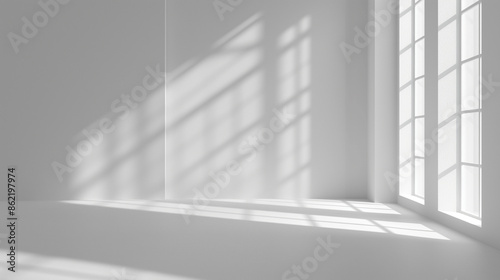  Abstract white studio background for product presentation.Empty room with shadows. friendly interior concept 3d render