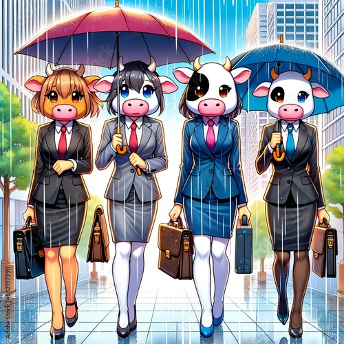 Business cow on a Rainy Day2 photo