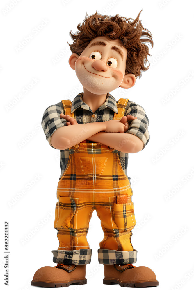 [Transparent Background PNG]Confident Cartoon Worker