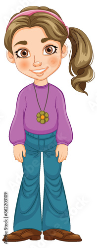 Young girl with ponytail and casual clothes