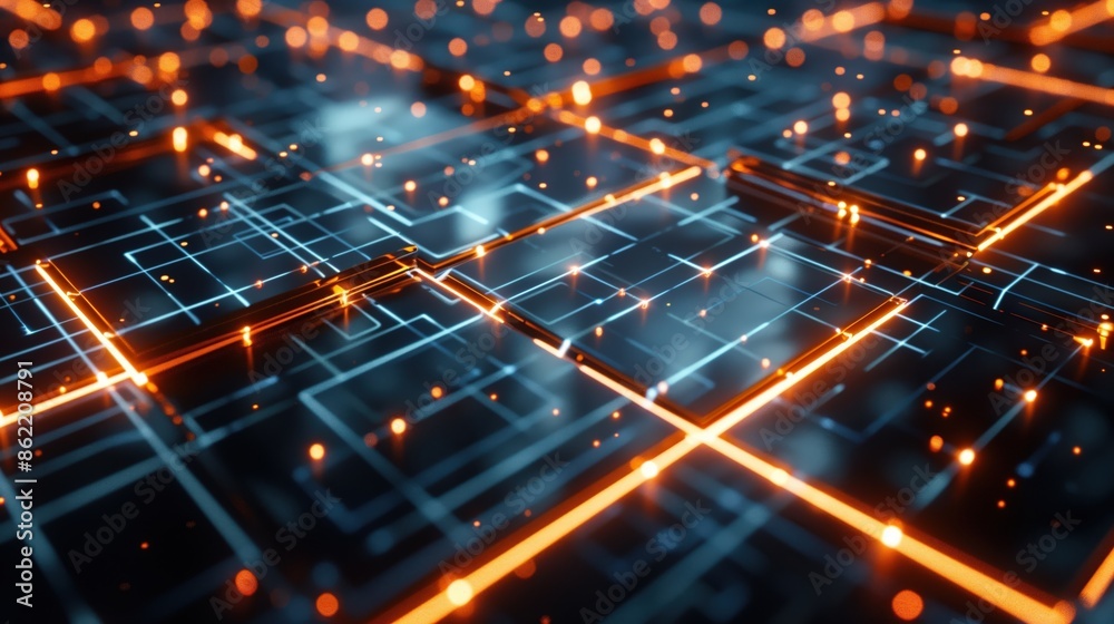 Fototapeta premium Futuristic Digital Network Technology Abstract Background