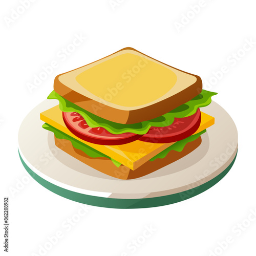 Sandwiches with vegetable, meat fillings set. Fast food, snacks. Toasts, burgers, bagels, baguettes, bread, buns with different stuffing. Flat graphic vector illustrations isolated on white background