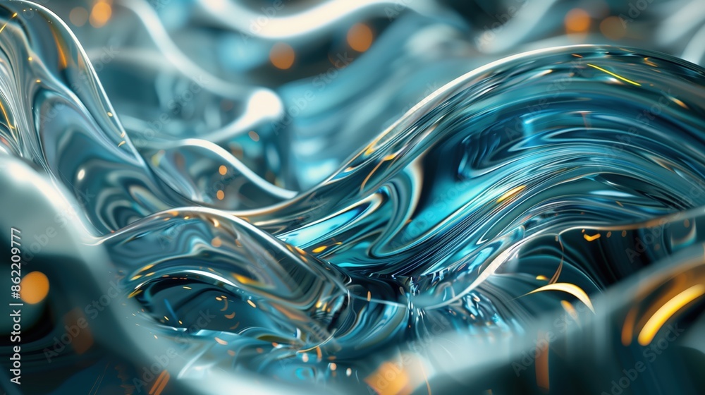 Abstract Blue Liquid Wave Background with Light Reflections Abstract Blue Liquid Wave Background with Light Reflections