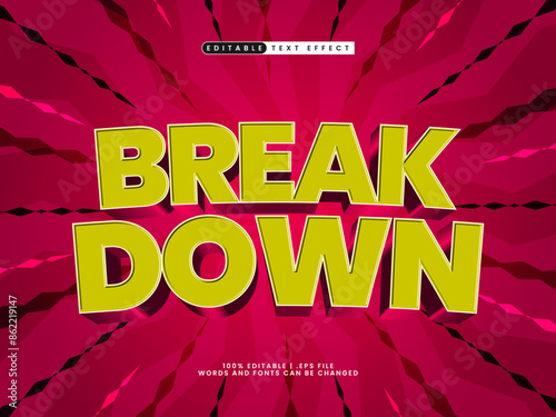 break down editable text effect in kids and game text style