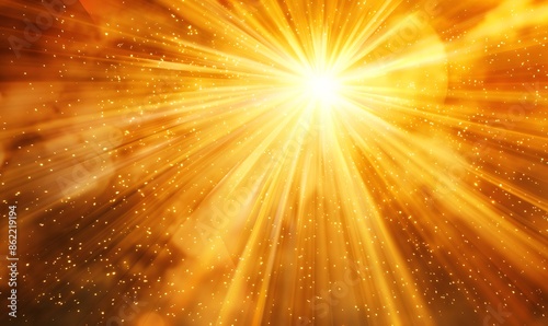 Radiant sunburst with golden rays, creating a dynamic and energetic background