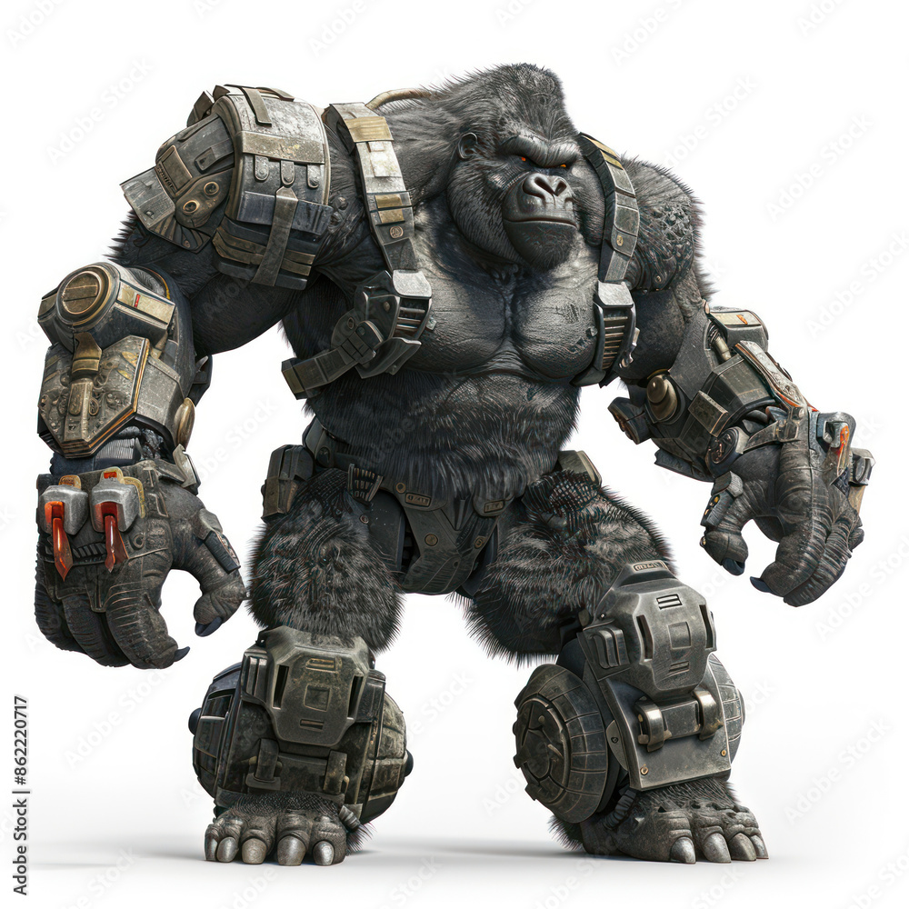 Fototapeta premium A kingkong With Robot Armor Military 3D Models
