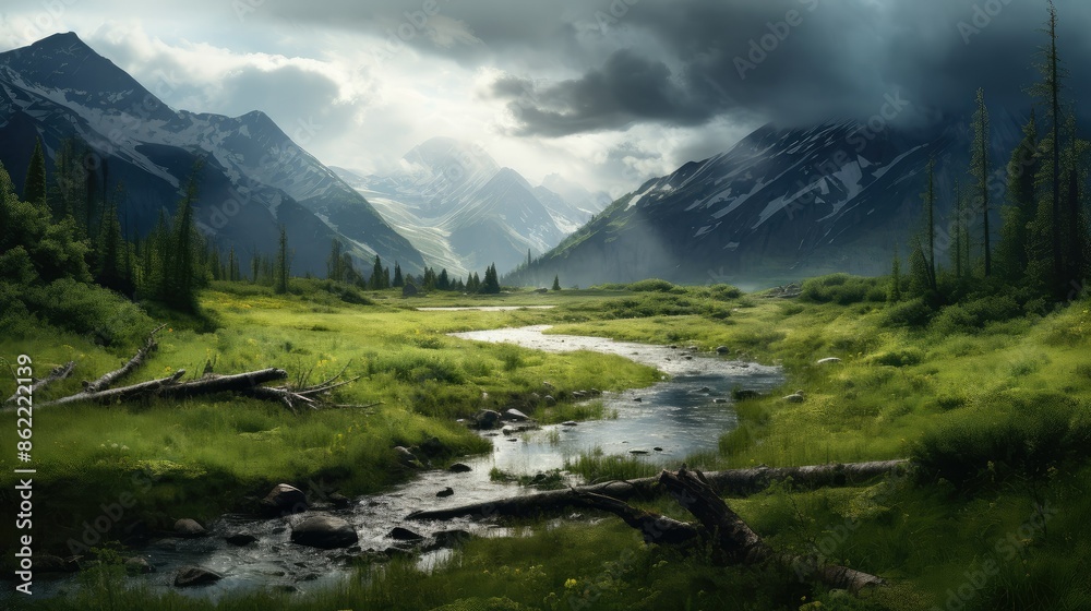 Fototapeta premium Serene landscapes in natural beauty