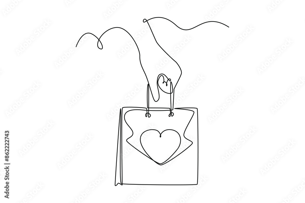 Fototapeta premium All about love concept. Single line draw design vector graphic illustration.