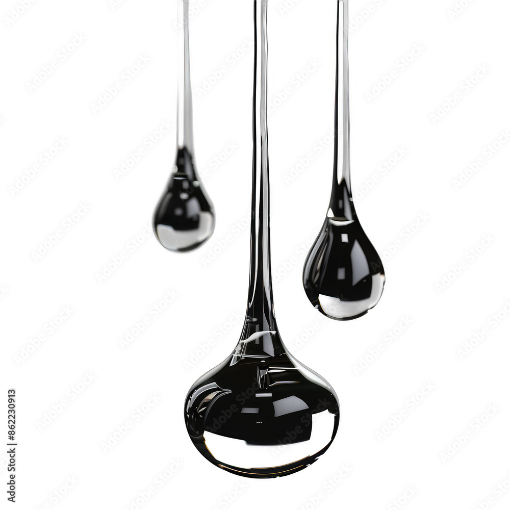 Three glass droplets hanging from a wire Three glass droplets hanging from a wire