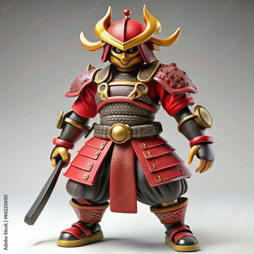 3D Render of a Manga-inspired Samurai Action Figure, on isolated white background, Generative AI 3D Render of a Manga-inspired Samurai Action Figure, on isolated white background, Generative AI