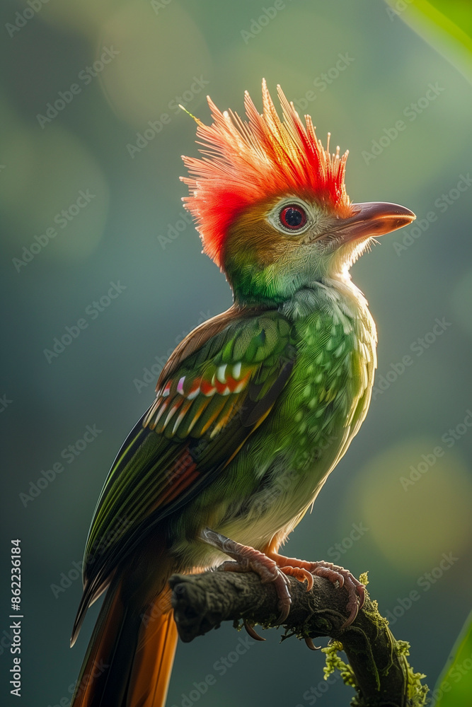 Squirrel Cuckoo in a woodland setting, native to Colombia