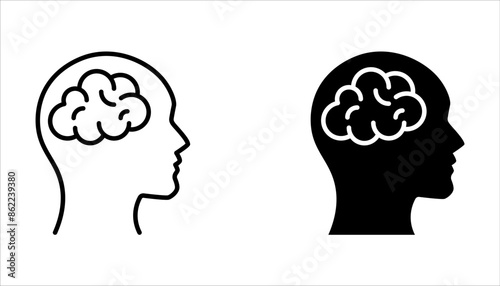 Brain icon set. Simple brain sign in modern design on white background