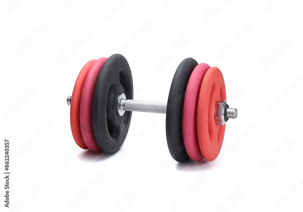 neoprene rubber coated dumbbells isolated on white background neoprene rubber coated dumbbells isolated on white background