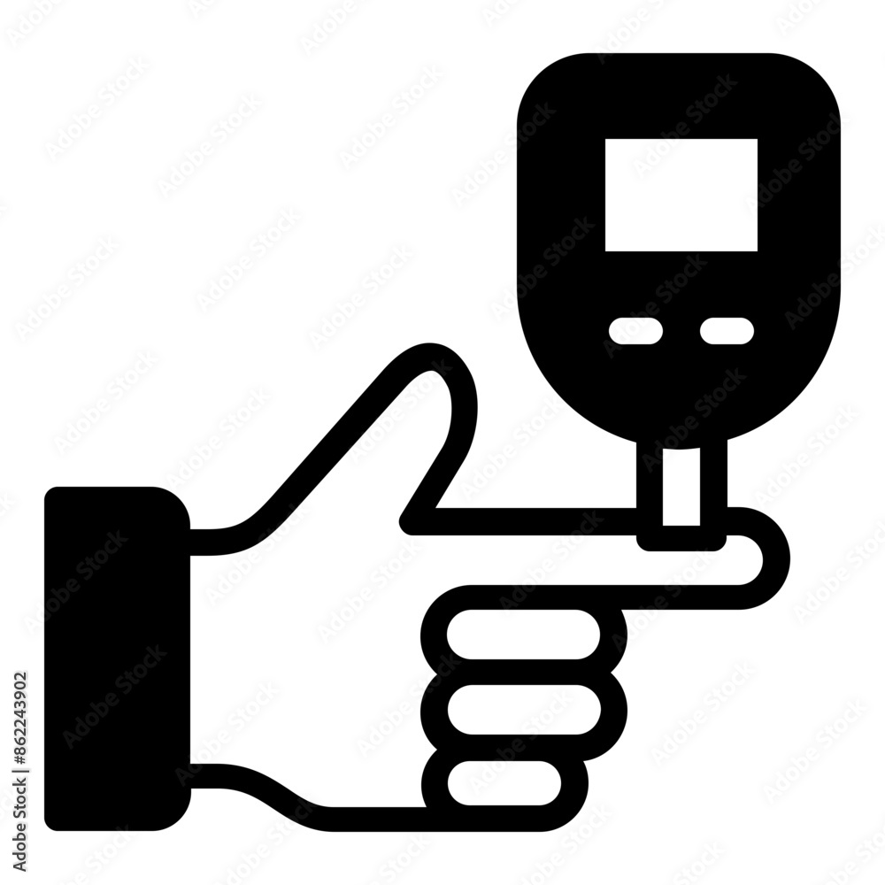 Obraz premium gulcometer with finger measuring sugar blood level icon black fill 