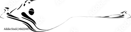 Asymmetrical lower frame of modified drops or dots, flowing intricately. Silhouette strikethrough. Copy space for text. Applicable for logos, trademarks. Vector.