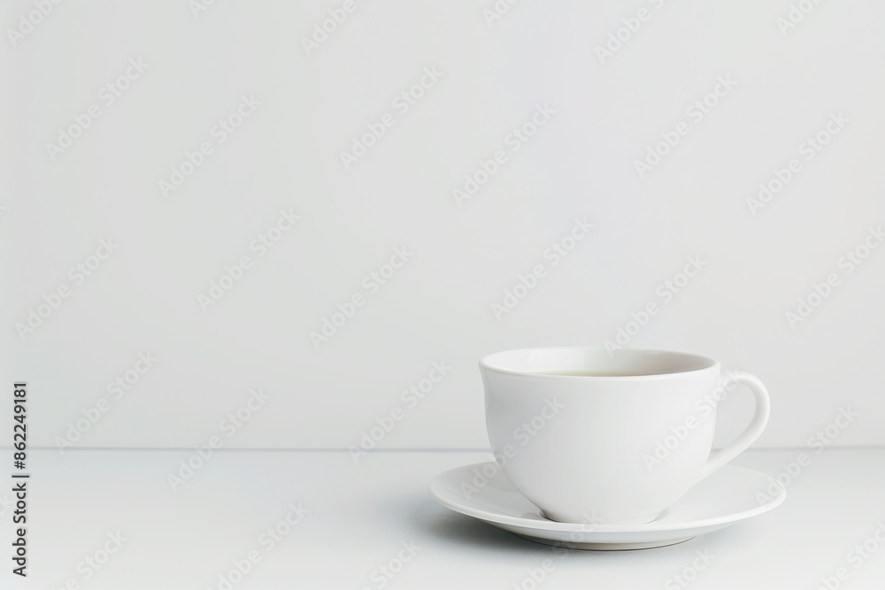 Minimalist white coffee cup on plain background, ideal for cafe, morning routine, or hot beverage concepts. Minimalist white coffee cup on plain background, ideal for cafe, morning routine, or hot beverage concepts.