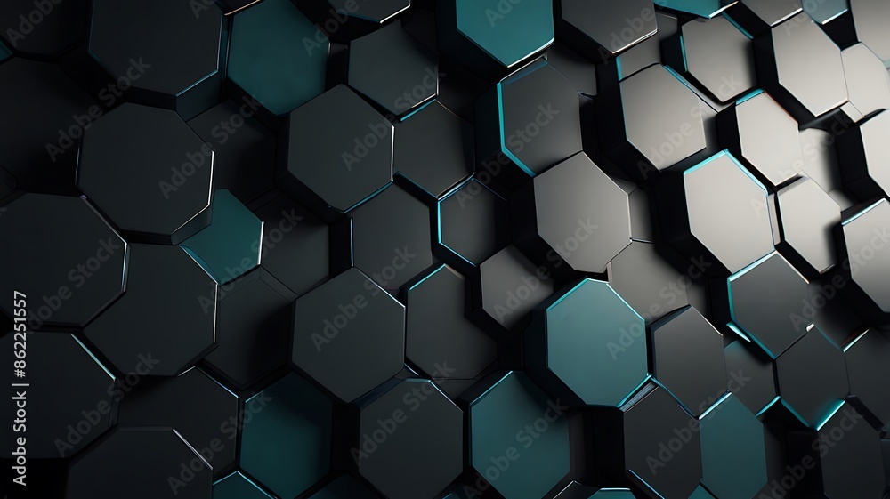 Modern living room interior with a long gray sofa, a coffee table and a hexagon pattern on a white wall. 3d rendering mock up toned image Modern living room interior with a long gray sofa, a coffee table and a hexagon pattern on a white wall. 3d rendering mock up toned image