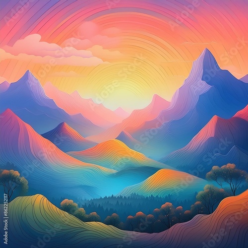 sunset in mountains