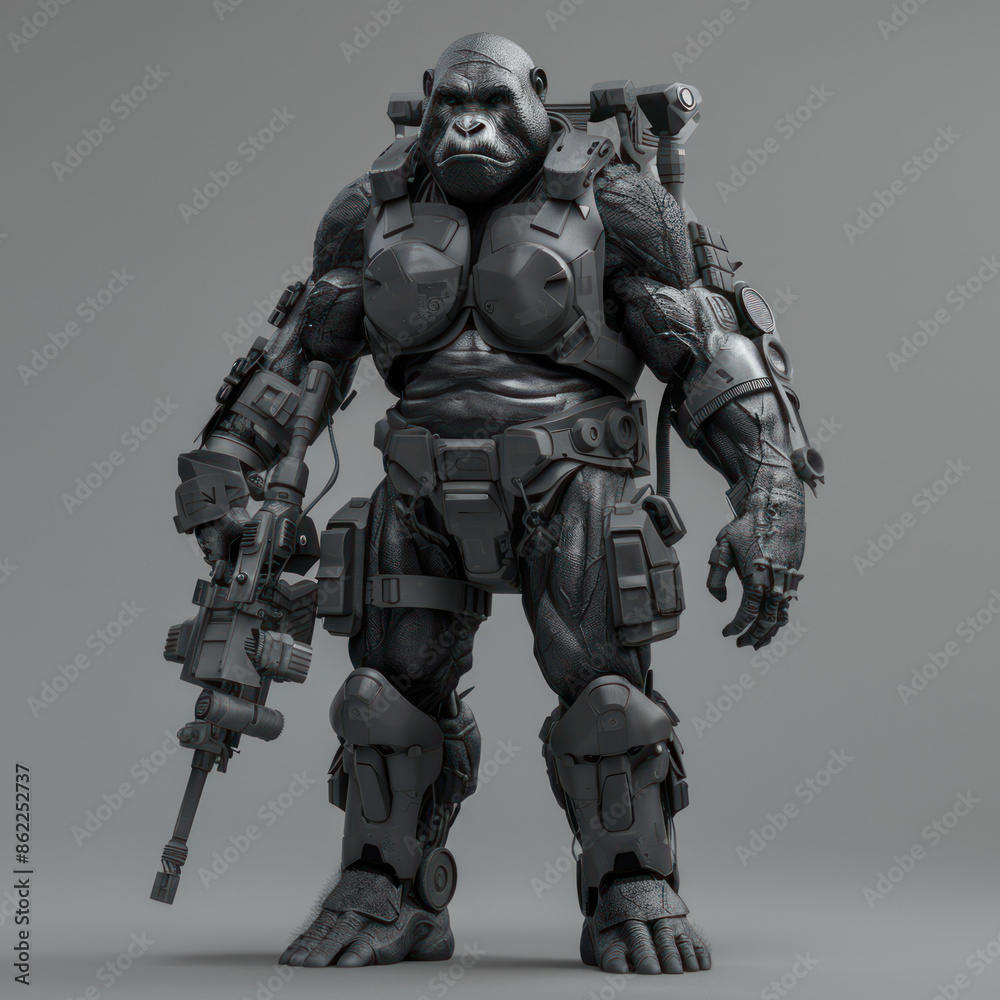 A kingkong With Robot Armor Military 3D Models