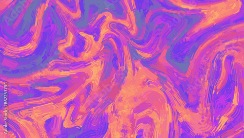 Vector liquid textured background with paint strokes. Bright illustration with swirls