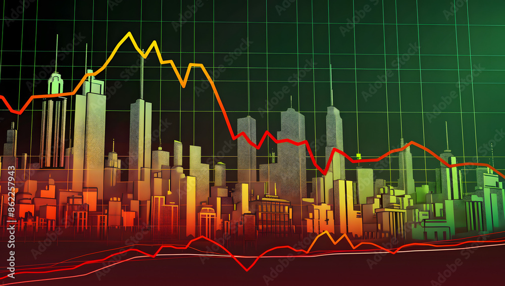 Naklejka premium Bear Market Skyline: A Darkening Outlook