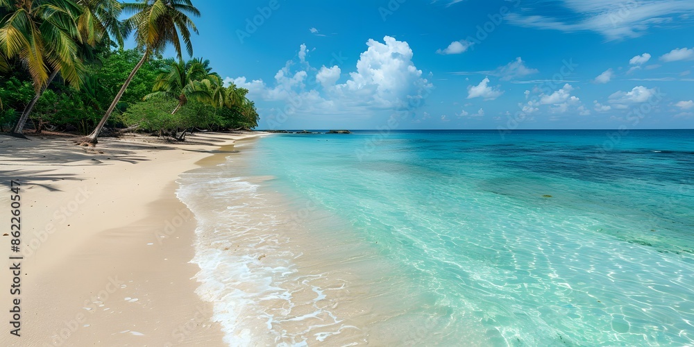 Tropical paradise beach with white sand and turquoise water Tropical paradise beach with white sand and turquoise water