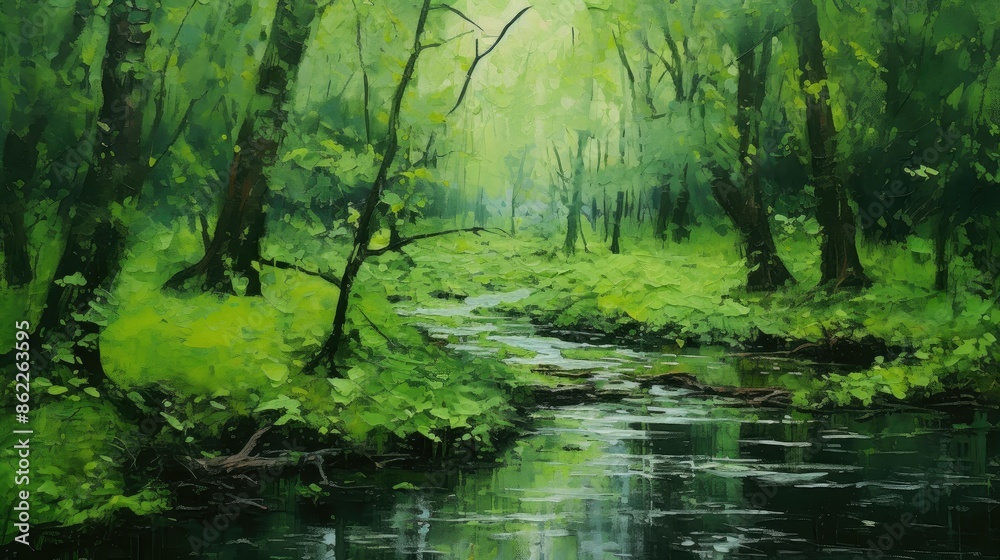 Lush green abstracts in natural serenity Lush green abstracts in natural serenity
