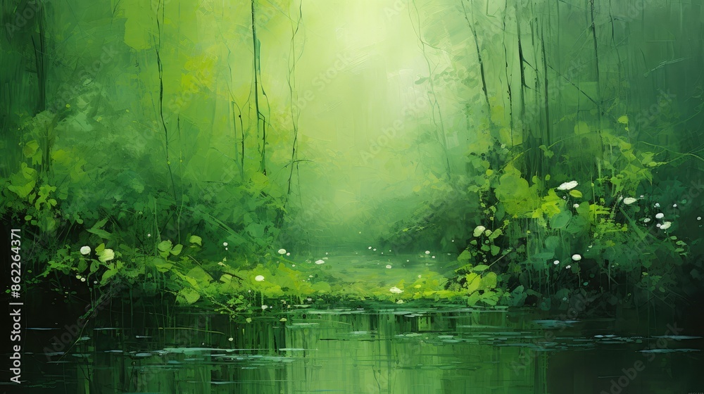 Lush green abstracts in natural serenity Lush green abstracts in natural serenity