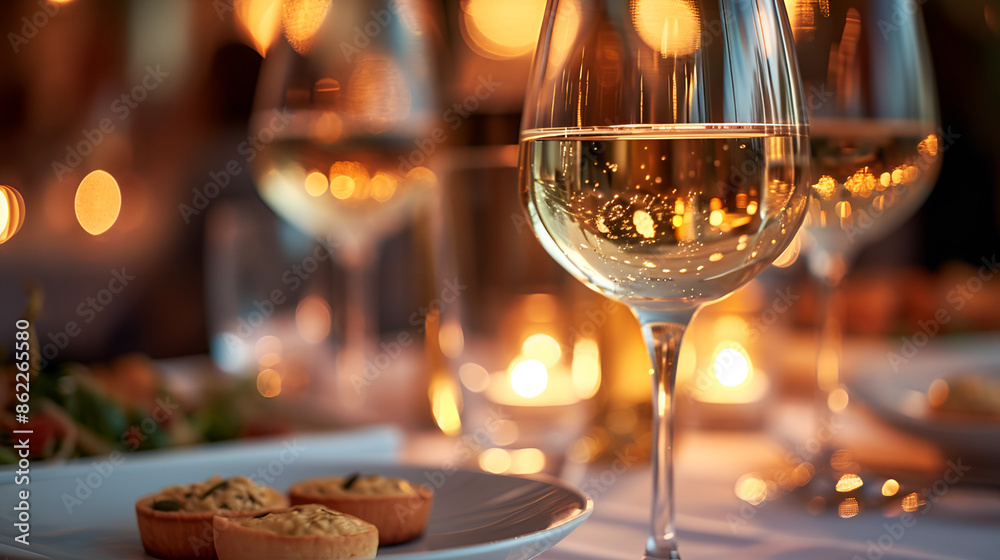 Obraz premium Christmas table setting with champagne