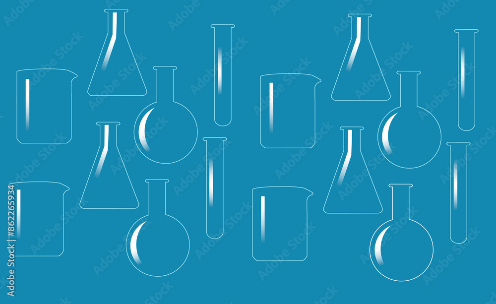 Laboratory glassware including beakers, flasks and test tubes are seen in a graphic background image. Laboratory glassware including beakers, flasks and test tubes are seen in a graphic background image.