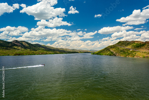 Horsetooth Reservoir outside Fort Collins, Colorado on a Sunny Summer Day.