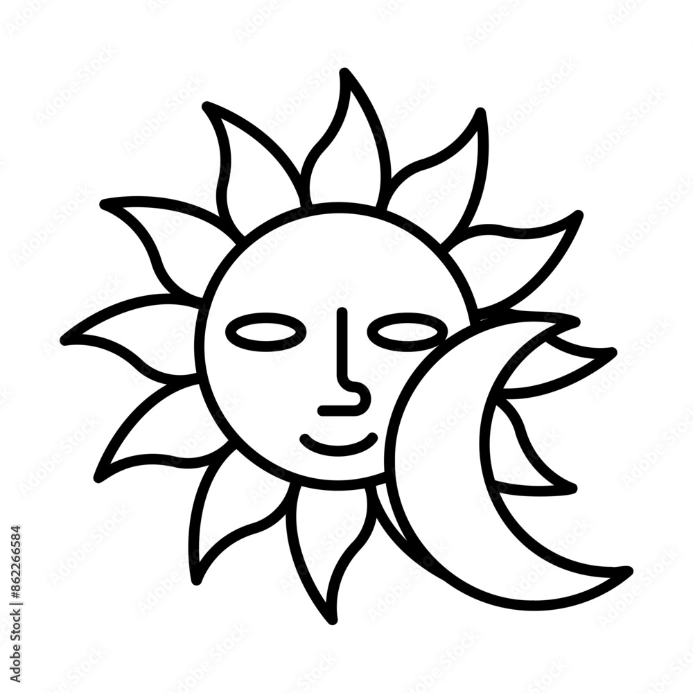 Fototapeta premium sun and crescent moon