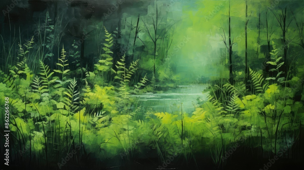 Lush green abstracts in natural serenity Lush green abstracts in natural serenity