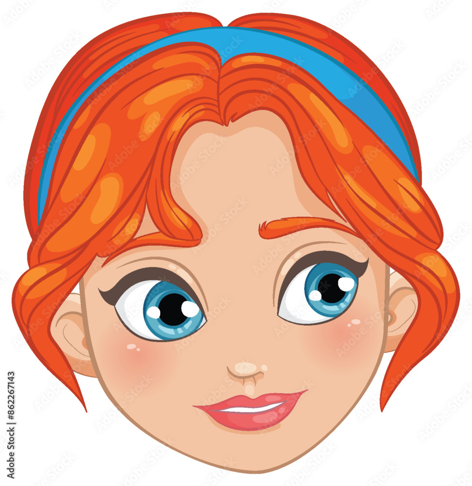 Bright-eyed girl with red hair and headband Bright-eyed girl with red hair and headband