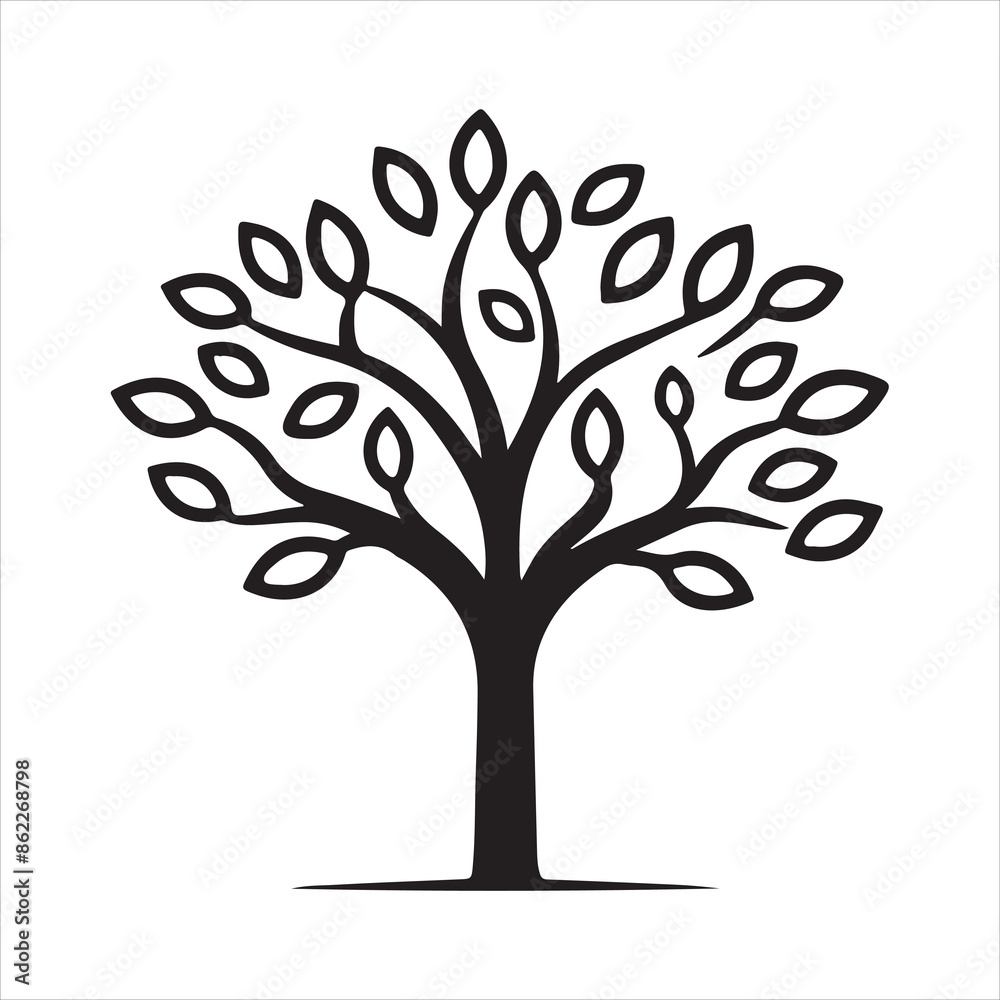 Tree single Line Icon Vector Design outline Tree single Line Icon Vector Design outline
