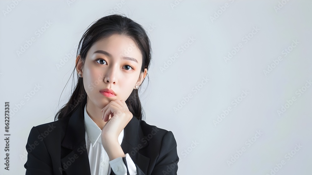 Confident Asian Businesswoman Showcasing Modern Elegance in Stylized Portrait Confident Asian Businesswoman Showcasing Modern Elegance in Stylized Portrait