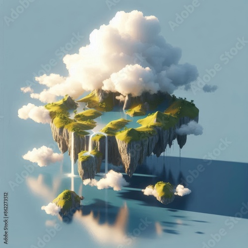 Floating Island in the Sky: A Fantasy Landscape with Generative AI.