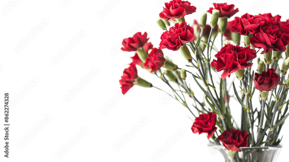 custom made wallpaper toronto digitalA bouquet of little red carnations in glass vase, close-up isolated on a transparent background