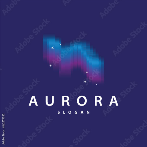 Aurora Light Wave Sky View Logo, Simple Abstract Templet Illustration Design