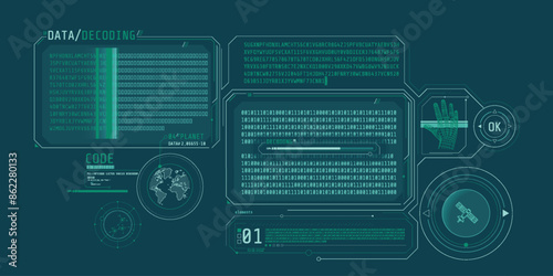 HUD interface design for decoding satellite data.